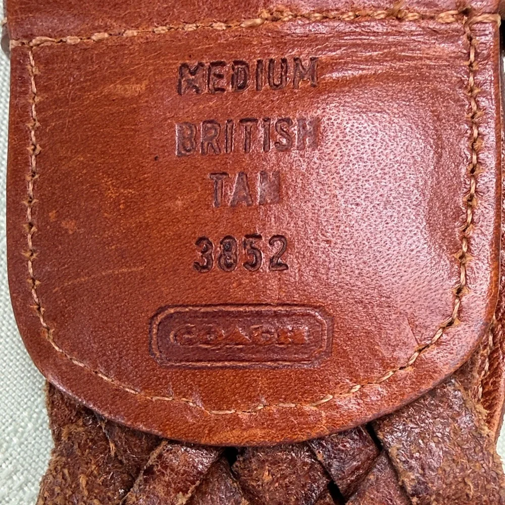Vintage Coach British Tan Braided Wide Leather Belt